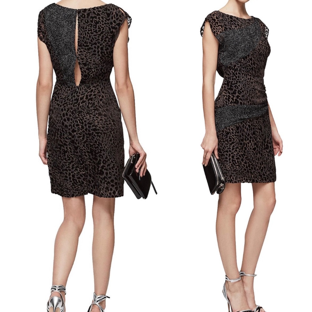Reiss | Lulan Burnout Cocktail Dress, Black/Grey